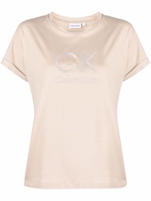 Calvin Klein logo-print T-shirt - Neutrals