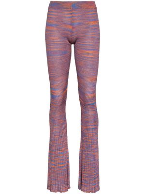 Isa Boulder ribbed-knit flared trousers - Purple