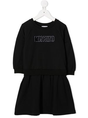 Moschino Kids long sleeve logo dress - Black
