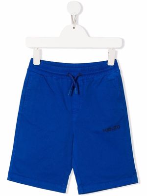 Kenzo Kids embroidered-logo track shorts - Blue