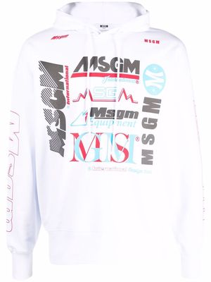 MSGM graphic-print cotton hoodie - White