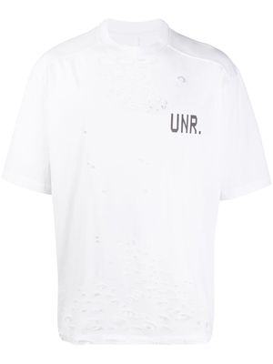 UNRAVEL PROJECT LAX Distress printed T-shirt - White