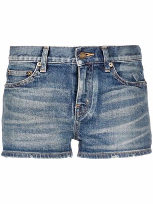 Saint Laurent stonewashed denim shorts - Blue