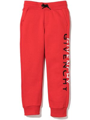 Givenchy Kids split logo drawstring track pants - Red