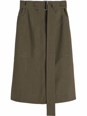 Victoria Beckham utility cotton midi skirt - Green