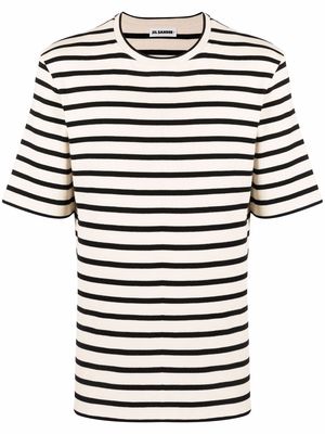 Jil Sander rear logo-patch striped T-shirt - Neutrals