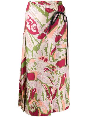 Victoria Beckham abstract print silk wrap skirt - Pink