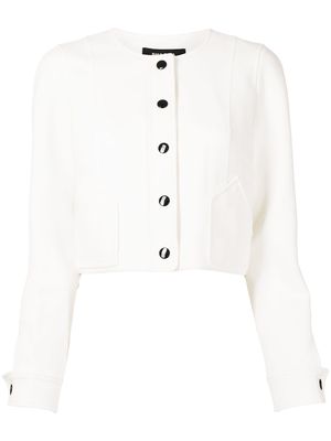 Paule Ka collarless cropped jacket - White