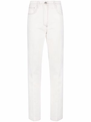 There Was One high-waist pressed-crease jeans - White