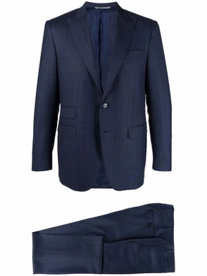 Canali subtle-check single-breasted suit - Blue