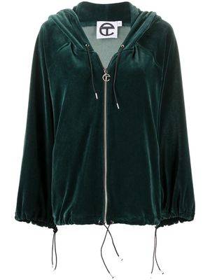 Telfar long-sleeve velvet hoodie - Green