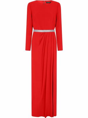 Dolce & Gabbana long-sleeve slit-detail dress - Red