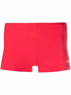 Diesel logo patch swimming trunks - Red