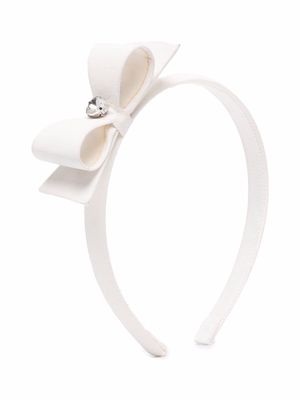 Monnalisa crystal-embellished bow-detail headband - White