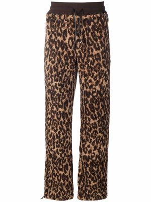 AMIRI leopard-print drawstring fleece trousers - Brown