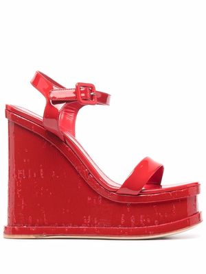 HAUS OF HONEY lacquer doll wedge-heel sandals - Red