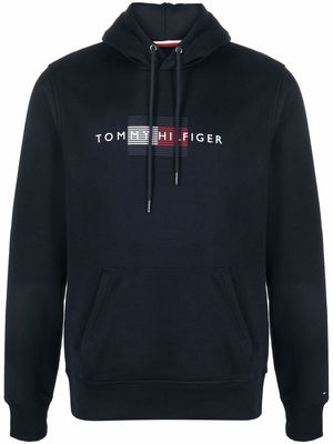Tommy Hilfiger logo-print drawstring hoodie - Blue