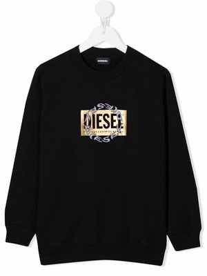 Diesel Kids logo-print cotton sweatshirt - Black