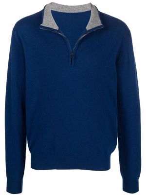 Mackintosh In and Out quarter-zip wool jumper - Blue