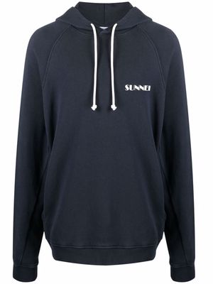 Sunnei logo-print cotton hoodie - Blue