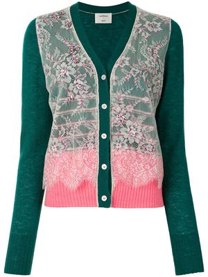 Onefifteen floral embroidery knit cardigan - Green