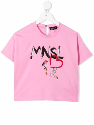 Monnalisa graphic-print cotton T-shirt - Pink
