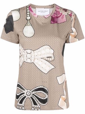 Viktor & Rolf signature bow-print T-shirt - Brown