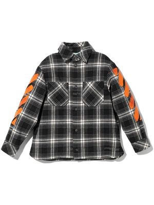 Off-White Kids diagonal check flannel shirt - Black