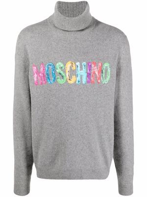 Moschino painted-logo cashmere sweater - Grey