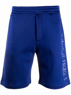 Alexander McQueen logo-embroidered track shorts - Blue