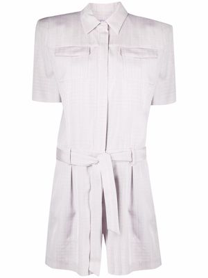 Off-White belted collared romper - Purple