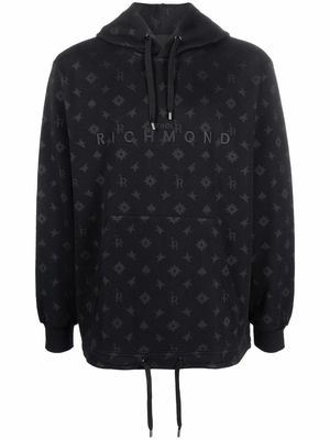 John Richmond embroidered-logo hoodie - Black