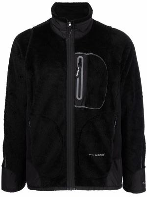 and Wander faux-fur zipped jacket - Black