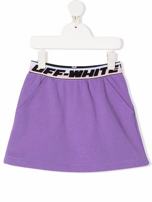 Off-White Kids logo-waistband skirt - Purple