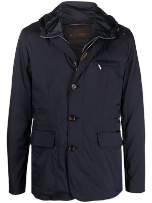 Moorer single-breasted hooded jacket - Blue