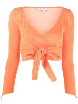 Maisie Wilen knitted wrap crop top - Orange