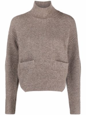Self-Portrait high-neck knit jumper - Neutrals