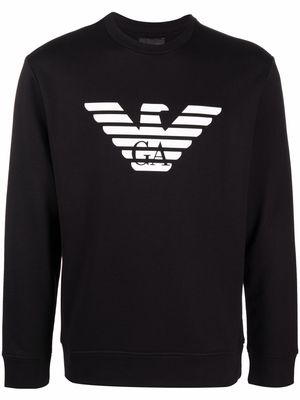 Emporio Armani logo-print cotton sweatshirt - Black