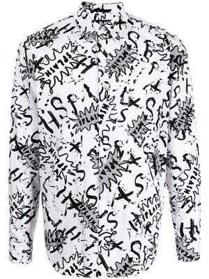 Black Comme Des Garçons splash-print shirt - White