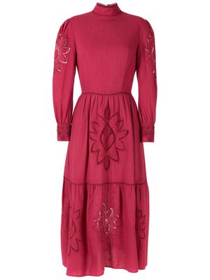 Martha Medeiros Mandacarú linen midi dress - Red