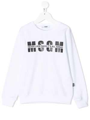 MSGM Kids logo-print cotton sweatshirt - White