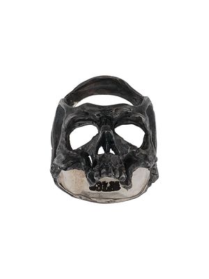 13 LUCKY MONKEY hammered skull ring - Silver