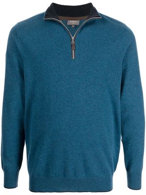 N.Peal half-zip organic cashmere jumper - Blue