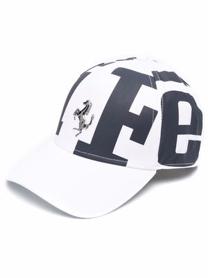 Ferrari logo-print cotton twill cap - White
