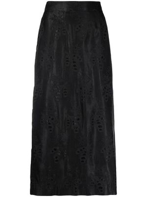 Moschino Pre-Owned 2000s embroidered pattern A-line skirt - Black