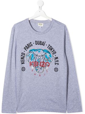 Kenzo Kids TEEN Elephant long-sleeve T-shirt - Grey