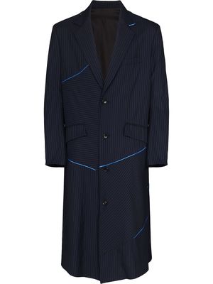 sulvam pinstriped single-breasted wool coat - Blue