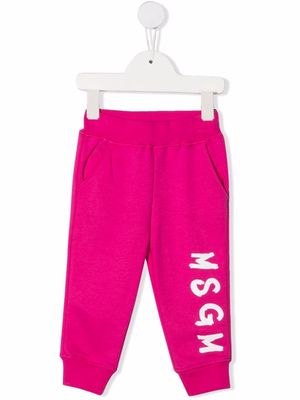 MSGM Kids logo-print track pants - Pink