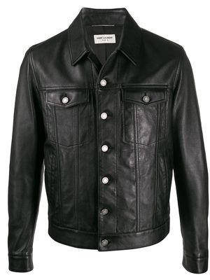 Saint Laurent button-up leather jacket - Black