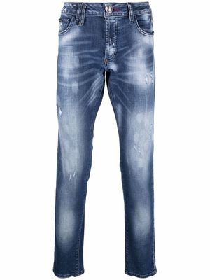 Philipp Plein Super Straight distressed denim jeans - Blue